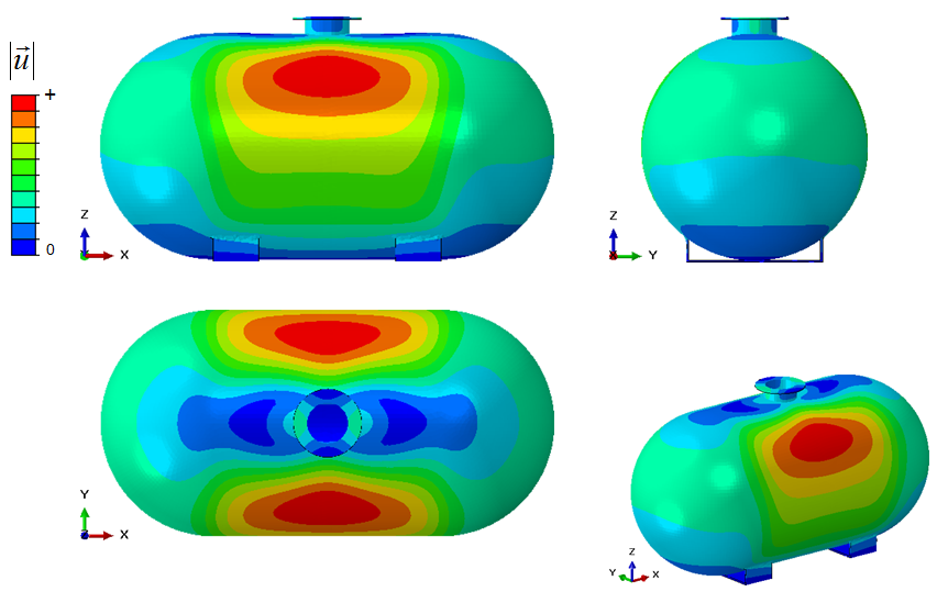 Shell problem analysed by finite element method